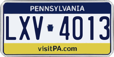 PA license plate LXV4013