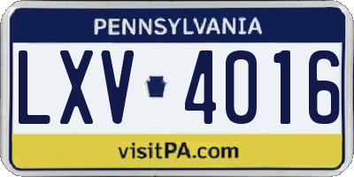 PA license plate LXV4016