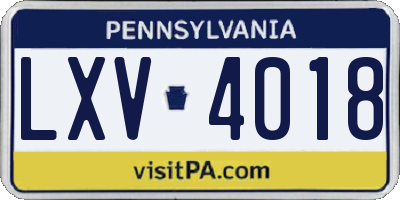 PA license plate LXV4018