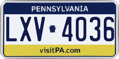 PA license plate LXV4036