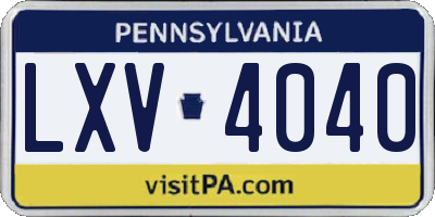 PA license plate LXV4040