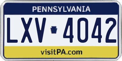 PA license plate LXV4042