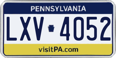 PA license plate LXV4052
