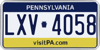 PA license plate LXV4058