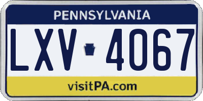 PA license plate LXV4067
