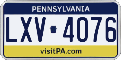 PA license plate LXV4076