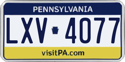 PA license plate LXV4077