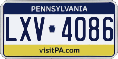 PA license plate LXV4086