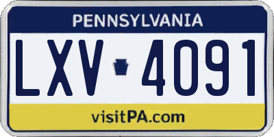 PA license plate LXV4091