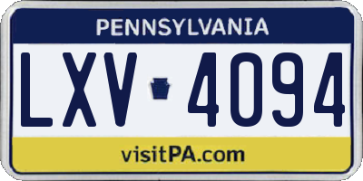 PA license plate LXV4094