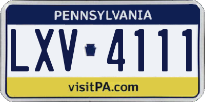 PA license plate LXV4111