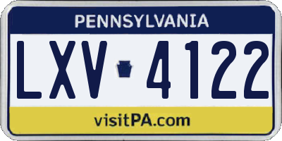 PA license plate LXV4122