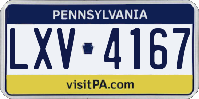 PA license plate LXV4167