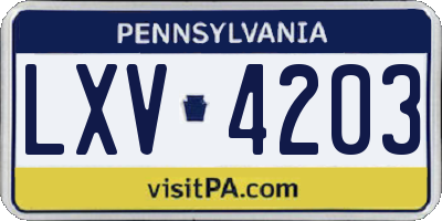PA license plate LXV4203