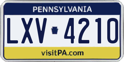 PA license plate LXV4210