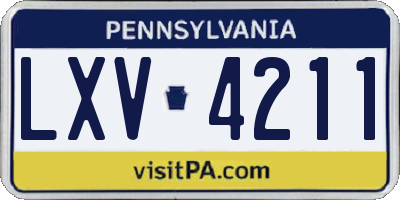 PA license plate LXV4211
