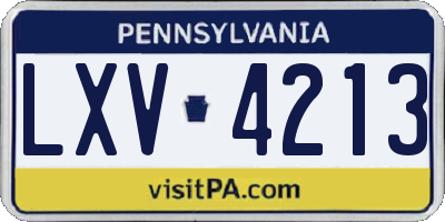 PA license plate LXV4213