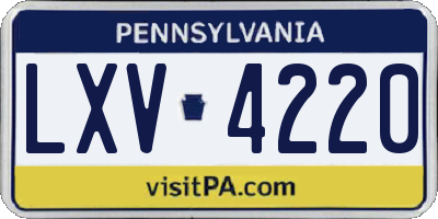 PA license plate LXV4220