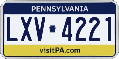 PA license plate LXV4221