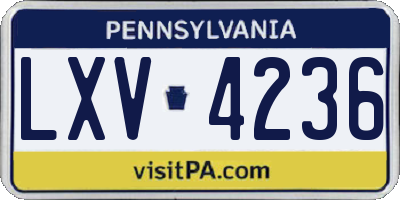 PA license plate LXV4236