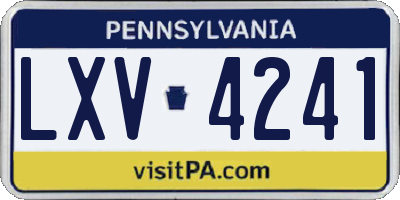 PA license plate LXV4241
