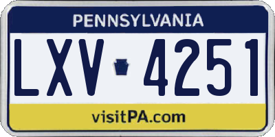 PA license plate LXV4251