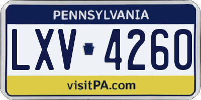 PA license plate LXV4260
