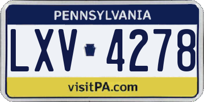 PA license plate LXV4278
