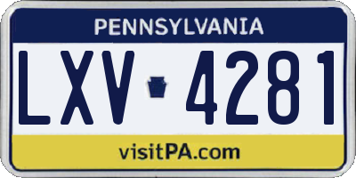 PA license plate LXV4281