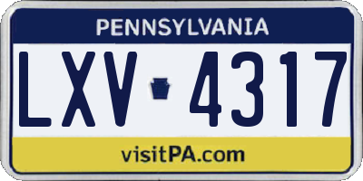 PA license plate LXV4317