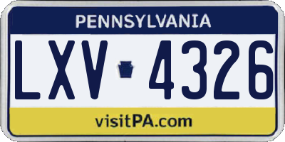 PA license plate LXV4326