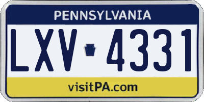 PA license plate LXV4331