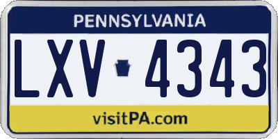 PA license plate LXV4343