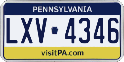 PA license plate LXV4346