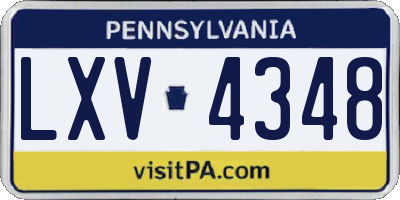 PA license plate LXV4348