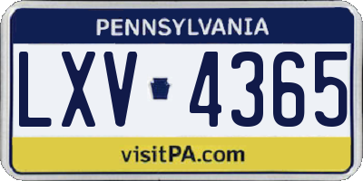 PA license plate LXV4365