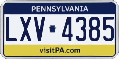 PA license plate LXV4385