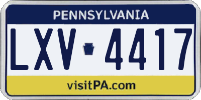 PA license plate LXV4417