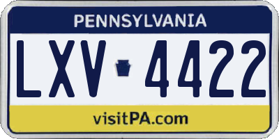 PA license plate LXV4422