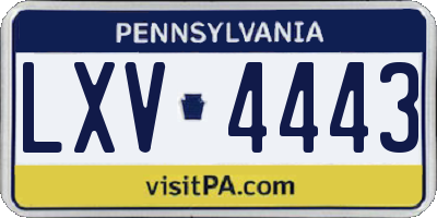 PA license plate LXV4443