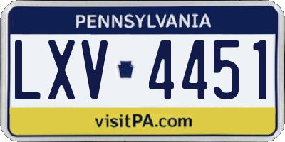 PA license plate LXV4451
