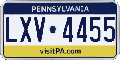 PA license plate LXV4455