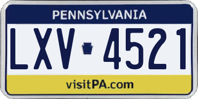 PA license plate LXV4521