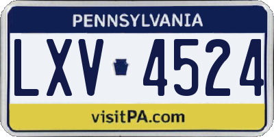 PA license plate LXV4524