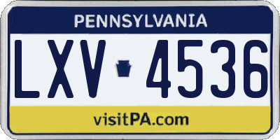PA license plate LXV4536