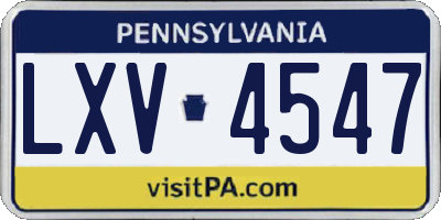 PA license plate LXV4547