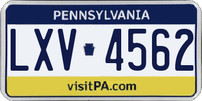 PA license plate LXV4562