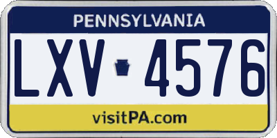 PA license plate LXV4576