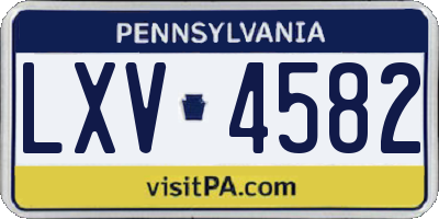 PA license plate LXV4582