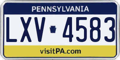 PA license plate LXV4583